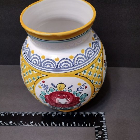 Hand Painted Pottery Vase, Modra Slovakia style Czechoslovakian Ceramic Floral - Picture 8 of 8